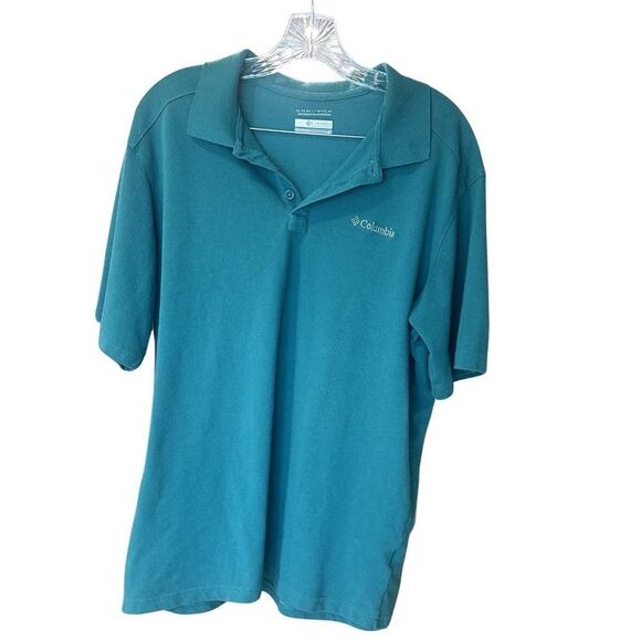 Columbia Omni-Wick Collared Polo Short Sleeve Shirt Blue-Green Size Large - Picture 1 of 8